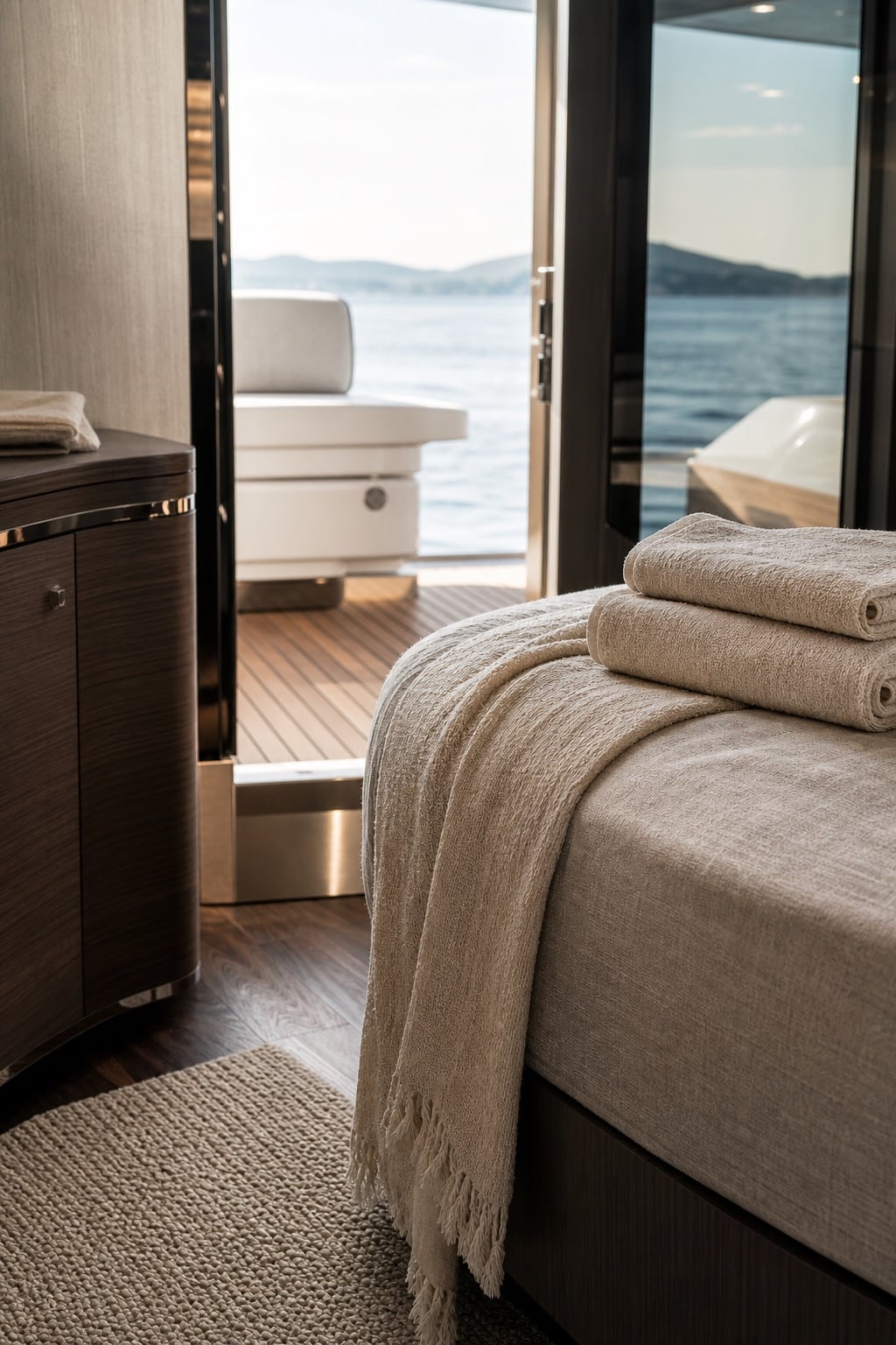 Yacht cabin textiles and deck linens for life on board