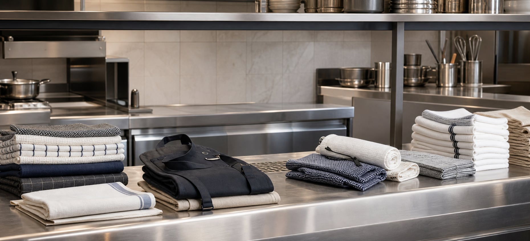 Kitchen Textiles prepared for professional dine hospitality use