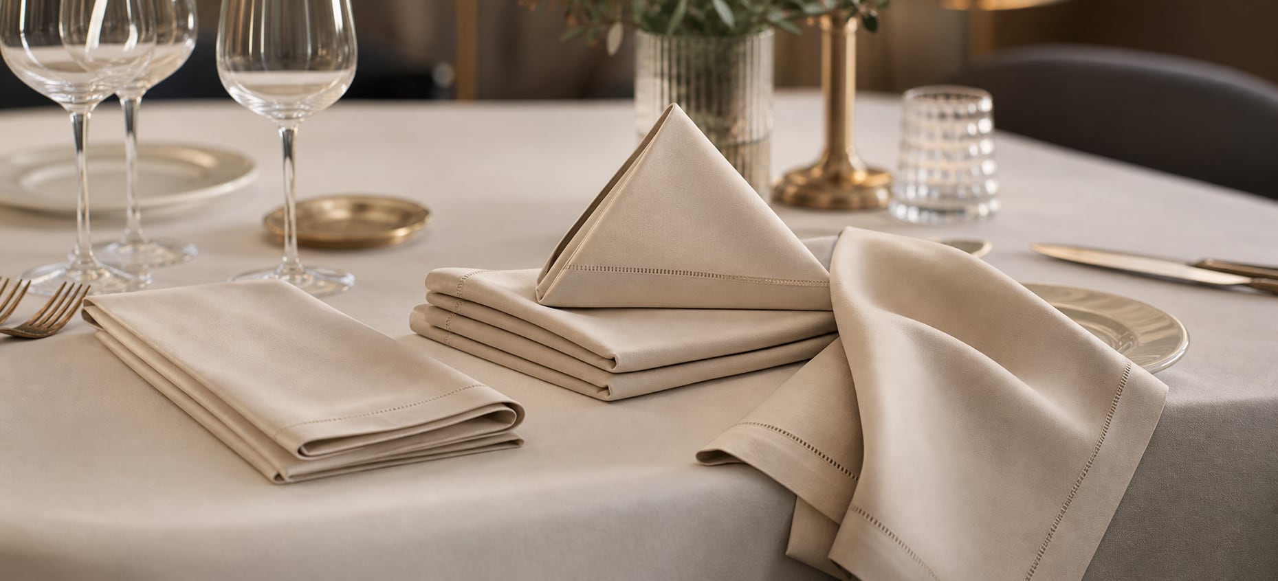 Napkins prepared for professional dine hospitality use