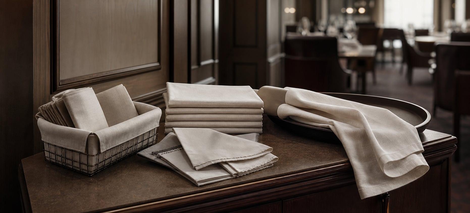 Service Textiles prepared for professional dine hospitality use