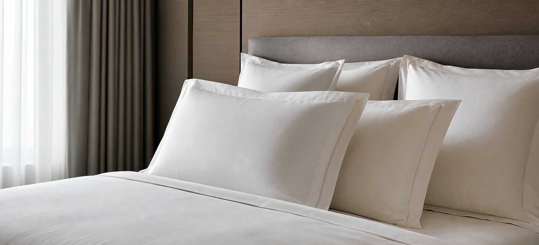 Pillowcases prepared for professional stay hospitality use