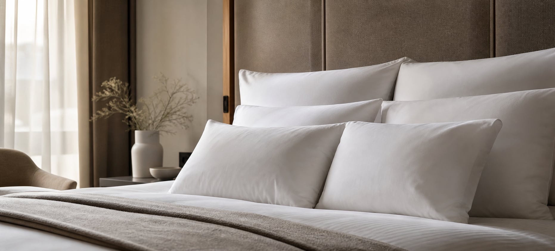 Pillows prepared for professional stay hospitality use