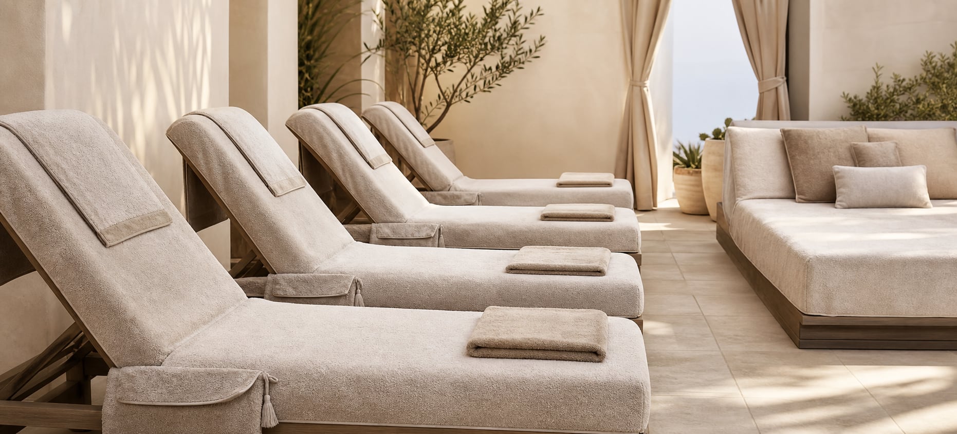 Lounger Textiles prepared for professional wellness hospitality use